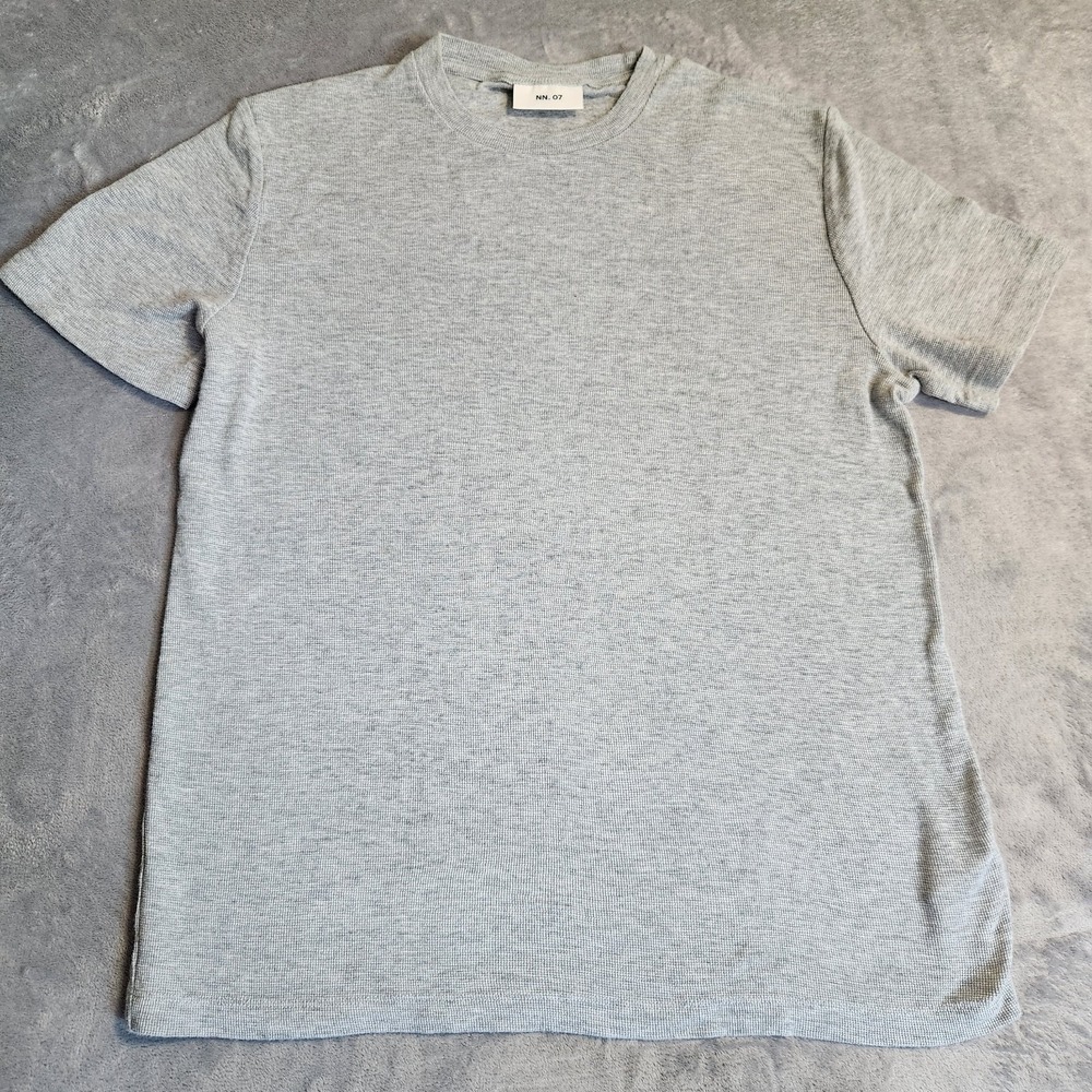 NN.07 Clive T-Shirt Men M Grey Waffle Knit Cotton Modal Short Sleeve No National